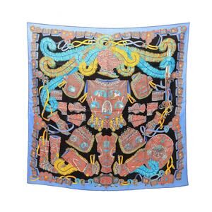 HERMES Black Silk Scarf